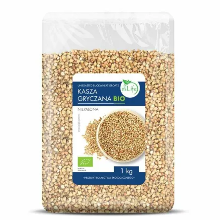Kasza Gryczana Niepalona Bio 1 kg - BioLife - Przecena Krótka Data Minimalnej Trwałości
