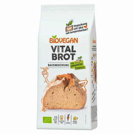Mieszanka do Wypieku Chleba Vital Bezglutenowa Bio 315 g - Biovegan - Przecena Krótka Data Minimalnej Trwałości