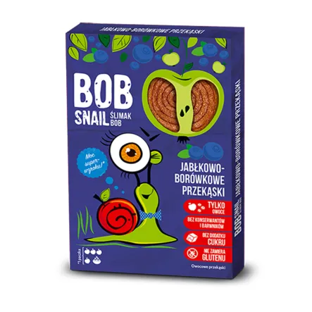 Przekąska Jabłkowo - Borówkowa z Owoców Bez Dodatku Cukru 60 g - Bob Snail (data: 27.05.2026)