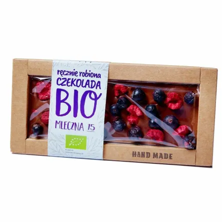Czekolada Mleczna z Liofilizowaną Czarną Porzeczką I Maliną Bio 53 g Cukiernia Staropolska