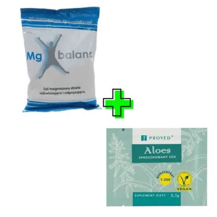 Mg Balans - Sól Magnezowa do Kąpieli Stóp 200 g  + Aloes Sproszkowany Sok - Koncentrat 1:200 Saszetka  2,5 g