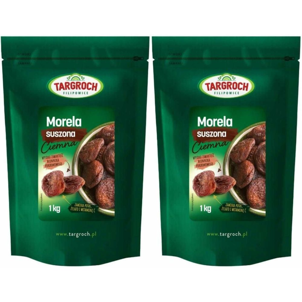 2 x Morele Suszone Ciemne Niesiarkowane 1 kg - Targroch