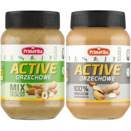 Pasta Orzechowa Active 100% Orzeszków 470 g - Primavika + Pasta Mix Orzechów ACTIVE Crunchy 470 g - Primavika