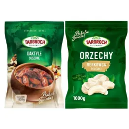 Zestaw Daktyle Suszone Bez pestek 1 kg Flowpack - Targroch + Orzechy Nerkowca Połówki 1 kg - Targroch
