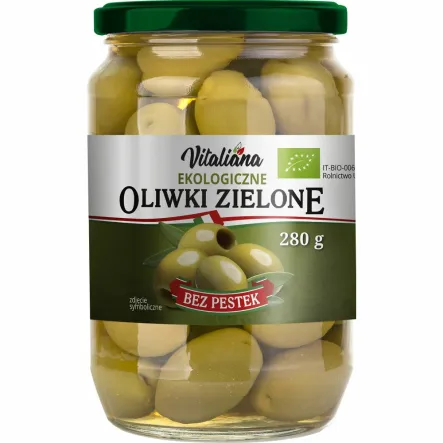 Zielone Oliwki w Solance 280 g (160 g) Bio - Vitaliana