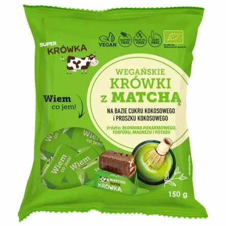 Krówki Bezmleczne o Smaku Matchy Wegańskie Bio 150 g - Super Krówka
