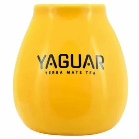 Tykwa Ceramiczna Żółta z Logo Yaguar 350 ml