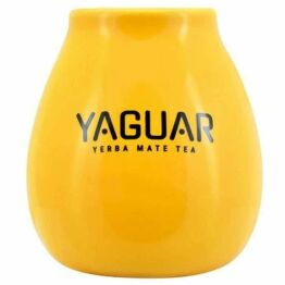 Tykwa Ceramiczna Żółta z Logo Yaguar 350 ml