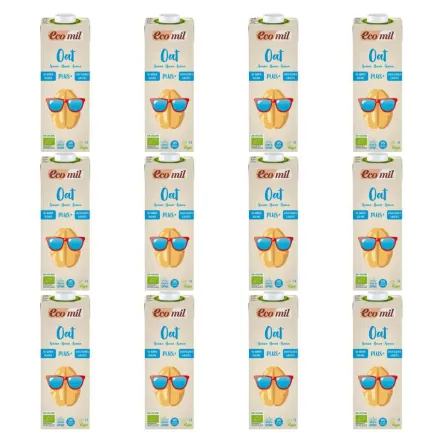 12 x Napój Owsiany PLUS+ z Algami Morskimi Bio 1 l  - Ecomil