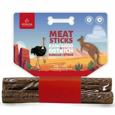 Mięsne Gryzaki Dla Psa: 2x Kangur i 2x Struś - Pokusa 