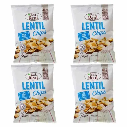 4 x Chipsy z Soczewicy z Solą Morską 40 g Eat Real