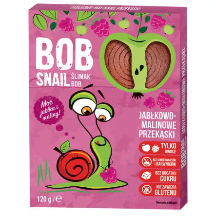 Przekąska Jabłkowo-Malinowa z Owoców Bez dodatku Cukru 120 g - Bob Snail