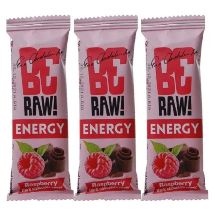 3 x BeRaw Baton Energy Raspberry 40 g Purella