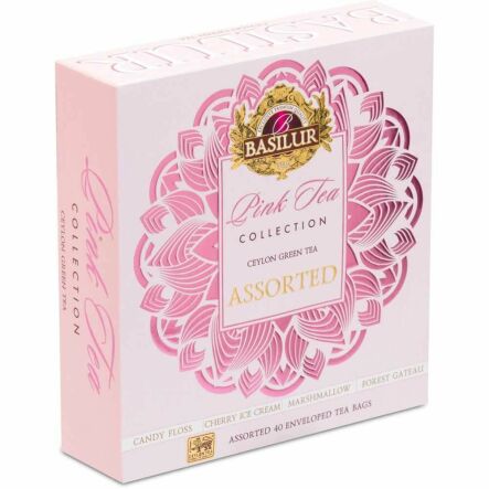 Zestaw Herbat Zielonych z Dodatkami Pink Tea Assorted 60 g (40x 1,5 g) - Basilur