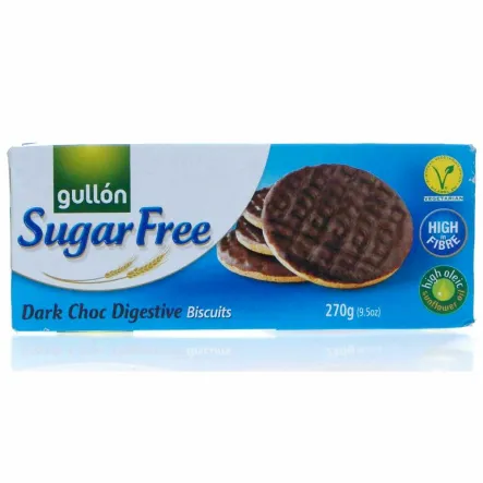Ciastka Pełnoziarniste Maczane w Ciemnej Czekoladzie Bez Dodatku Cukru 270 g - Gullon