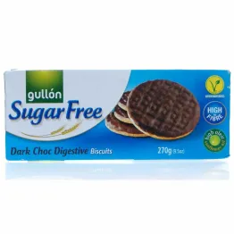 Ciastka Pełnoziarniste Maczane w Ciemnej Czekoladzie Bez Dodatku Cukru 270 g - Gullon