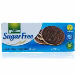 Ciastka Pełnoziarniste Maczane w Ciemnej Czekoladzie Bez Dodatku Cukru 270 g - Gullon