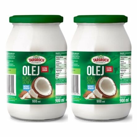 Zestaw 2 x Olej Kokosowy Extra Virgin Nierafinowany Surowy Zapachowy 900 ml - Targroch