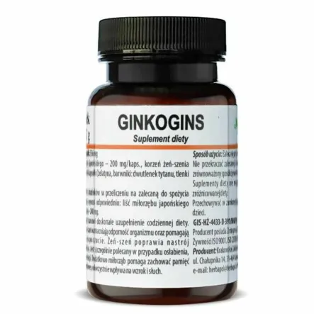 Ginkogins - Miłorząb Japoński +Żeń-Szeń 30 Kapsułek - Herbapol