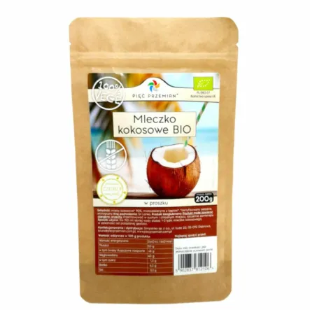 Mleczko Kokosowe w Proszku Bezglutenowe BIO 200 g - Pięć Przemian