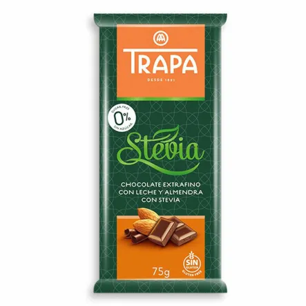 Czekolada Mleczna z Migdałami ze Stewią bez Dodatku Cukru 75 g - Trapa