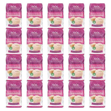 20x Sól Kłodawska Kamienna Różowa Drobnoziarnista Niejodowana 20 kg (20 x 1 kg)  - Kopalnia Soli Kłodawa