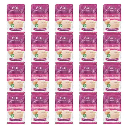 20x Sól Kłodawska Kamienna Różowa Drobnoziarnista Niejodowana 20 kg (20 x 1 kg)  - Kopalnia Soli Kłodawa