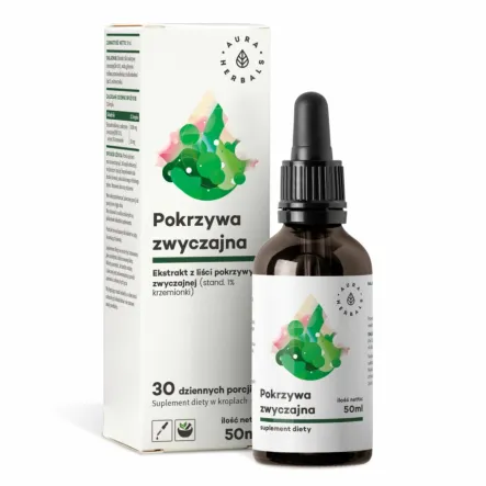 Pokrzywa Zwyczajna, Ekstrakt z Liści Krople 50 ml - Aura Herbals