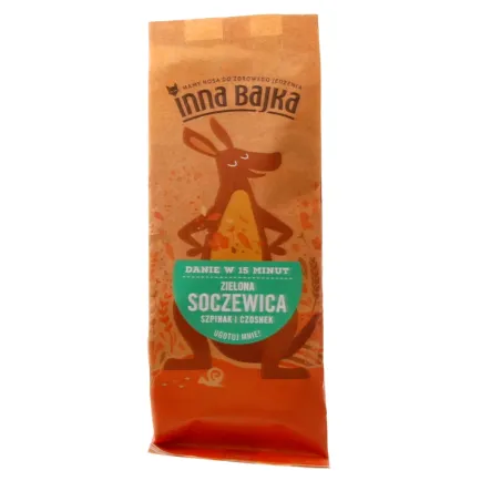 Soczewica Zielona Ze Szpinakiem i Czosnkiem 180 g - Inna Bajka - Przecena Krótka Data Minimalnej Trwałości