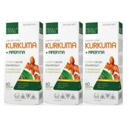 3 x Kurkuma+ Piperyna 60 Kapsułek - Medica Herbs