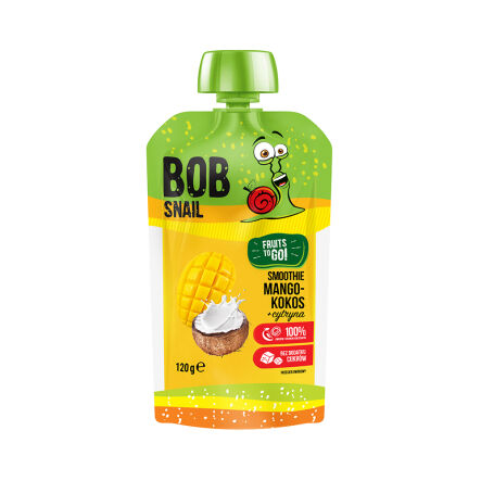 Smoothie Mango-Kokos-Cytryna Bez Dodatku Cukru 120 ml - Bob Snail