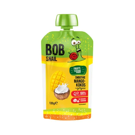 Smoothie Mango-Kokos-Cytryna Bez Dodatku Cukru 120 ml - Bob Snail