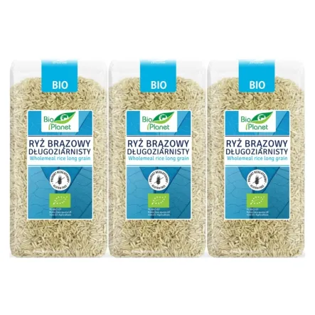 3 x Ryż Brązowy Długoziarnisty Bezglutenowy Bio 500 g - Bio Planet
