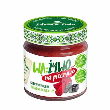 WA:ŻYWO Pasta z Czerwonego Buraka z Suszoną Śliwką 180 g - Joyfood - Przecena Krótka Data Minimalnej Trwałości
