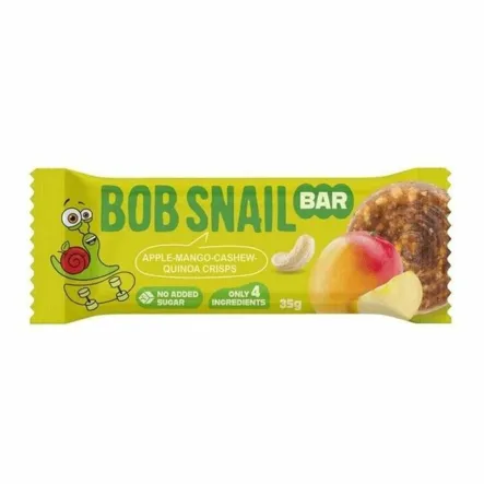 Baton Jabłko-Mango z Nerkowcem i Chrupkami z Komosy Ryżowej Bez Dodatku Cukru 35 g - Bob Snail