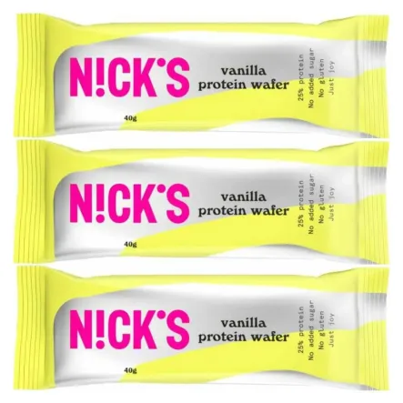 3 x Wafelek Proteinowy Bezglutenowy o Smaku Waniliowym w Czekoladzie Mlecznej 40 g - Nicks