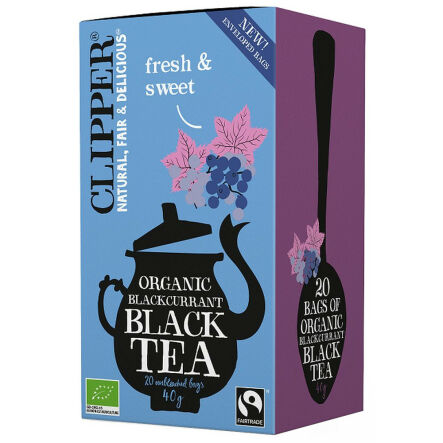 Herbata Czarna z Czarną Porzeczką Fair Trade Bio 40 g (20x 2 g) - Clipper