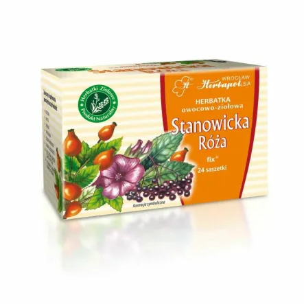 Herbatka Owocowo - Ziołowa RÓŻA STANOWICKA FIX 72 g (24x 3 g) -  Herbapol Wrocław - Przecena Krótka Data Minimalnej Trwałości