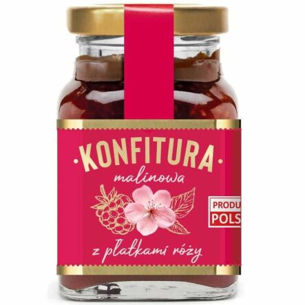 Konfitura Malinowa z Płatkami Róży 170 g - Polska Róża
