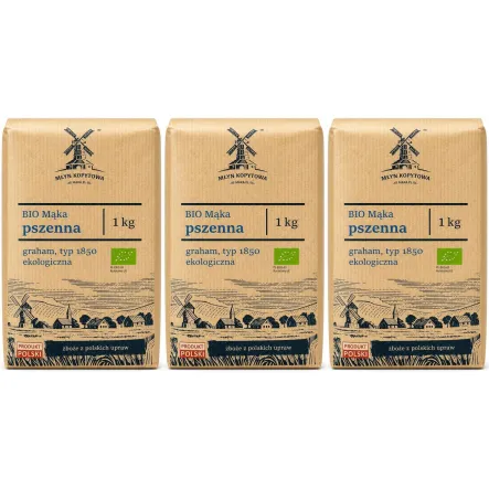 3 x Mąka Pszenna Graham Typ 1850 Eko 1 kg - Młyn Kopytowa