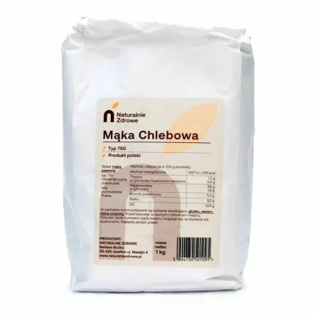 Mąka Pszenna Chlebowa Typ 750 1 kg - Naturalnie Zdrowe