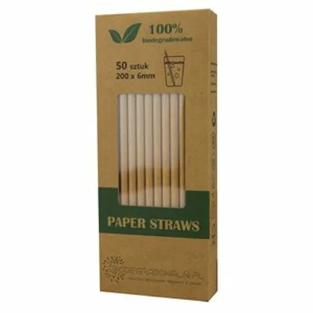 Słomki Papierowe Beżowe 50 sztuk - Biodegradowalni
