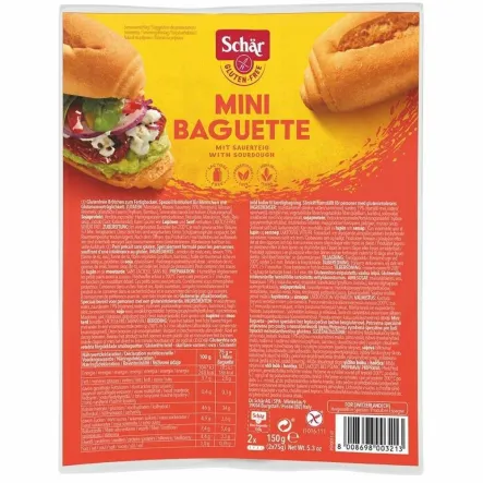 Mini Bagietki do Zapiekania Bezglutenowe 150 g (2 Sztuki) - Schar (data 10.03.2025)