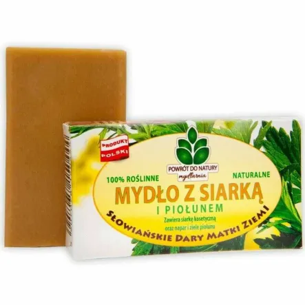 Naturalne Mydło z Siarką i Piołunem 100% Roślinne 100 g - Mydlarnia Powrót Do Natury