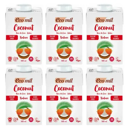6 x Napój Kokosowy Bez Dodatku Cukru Bio 500 ml - Ecomil