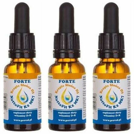 Zestaw 3 x Kropla Słońca Witamina D3 + NattoFit K2 MK7 FORTE 20 ml - Proved
