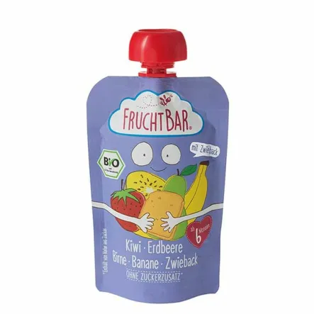 Mus Kiwi Truskawka Gruszka Banan Sucharki Pszenne Bio 100 g Fruchtbar