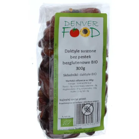 Daktyle Suszone Bez Pestek Bezglutenowe Bio 300 g - Denver