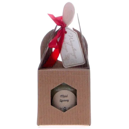 Zestaw Prezent Walizka (Miód Lipowy 250 g+ Drewniana Łyżeczka) - Miody Dworskie