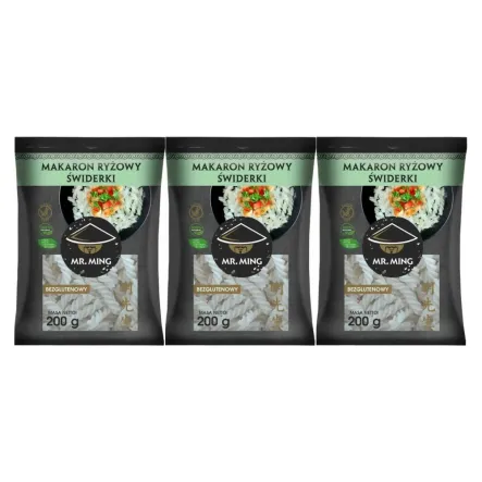 3 x Makaron Ryżowy ŚWIDERKI Bezglutenowy 200 g - Mr. Ming (31.12.2025)